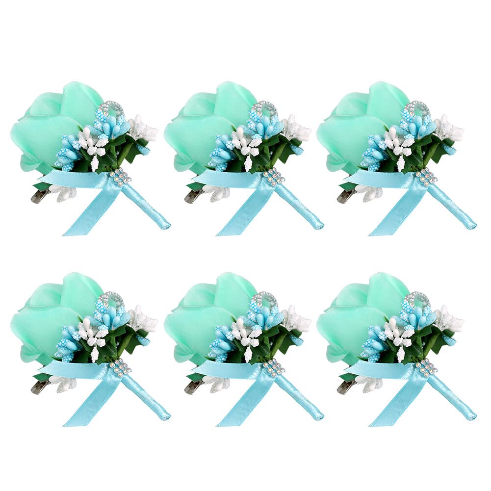 Uposao 6pcs Wedding Boutonniere, Simulation Silk Flower Man Wedding Boutonniere Rose Boutonniere Lapel Flower Artificial Wedding Flower Accessories For Wedding Celebration Annual Meeting