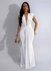 Memoriesea Women's Elegant Sleeveless Deep V Neck