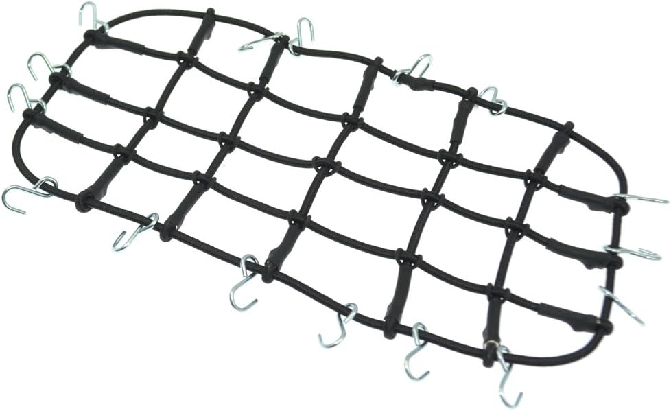 RCAIDONG 1/10 RC Crawler Car Roof Rack Cargo Elastic Luggage Net with Hooks for AXIAL SCX10 RC4WD D90 D110 RC Car Truck Truck Partr(Black)