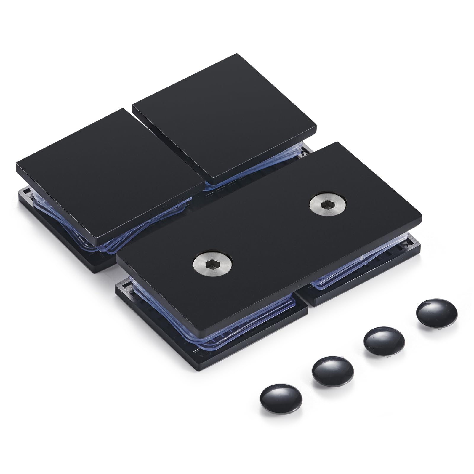 Ranbo Square Frameless Glass Clamp Connector/Shower Door Fixed Panel/Glass-to-Glass Corner Clamp,304 Stainless Steel,for 5/16" - 1/2" (8-12 mm) Thickness Glass,2 PC, Matte Black