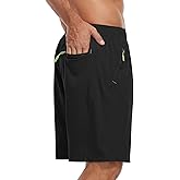 SPOSULEI Men's Athletic Hiking Shorts Water Resistant Quick-Dry Lightweight Outdoor Sweat Shorts with Zipper Pockets