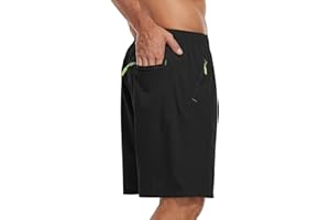 SPOSULEI Men's Athletic Hiking Shorts Water Resistant Quick-Dry Lightweight Outdoor Sweat Shorts with Zipper Pockets