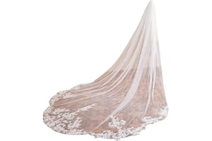 EllieWely Cathedral Length 1 Tier Lace Wedding Bridal Veil F13