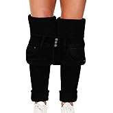 Qazel Vorrlon Women's Fleece Lined Jeans for Women Winter Warm Flannel Lined Jeans Womens High Waisted Skinny Stretch Pants