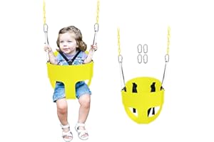 AOBOTE High Back Full Bucket Toddler Swing Seat with 3- Point Adjustable Safety Harness, 66 inch Detachable Chain,Suitable for Babies Aged 6-24 Months，Baby Swing for Swingset (Yellow)