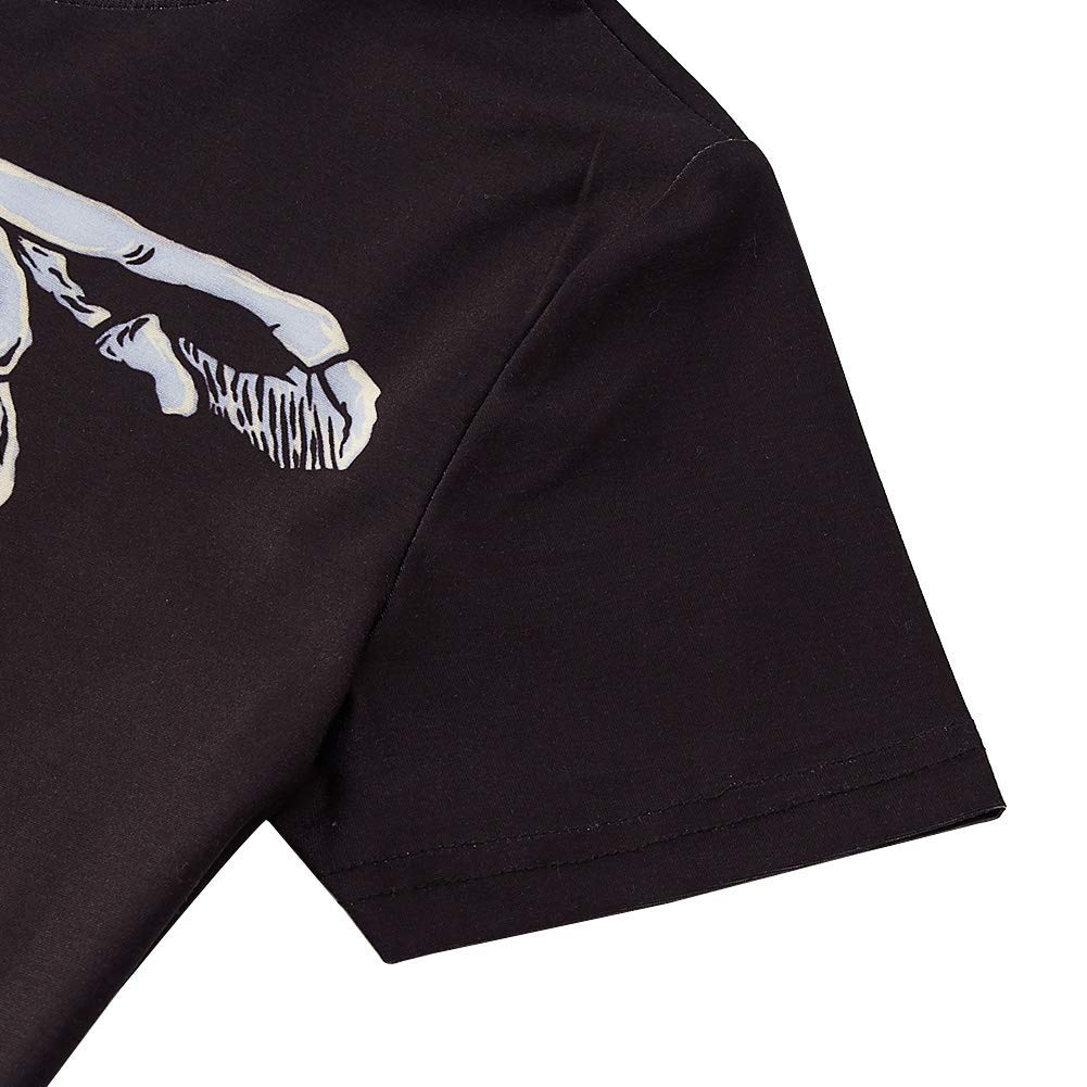 RAISEVERN Children Pumpkin Rib-cage X-Ray Skeleton Halloween Kids T-Shirt Fantasy Short Sleeve