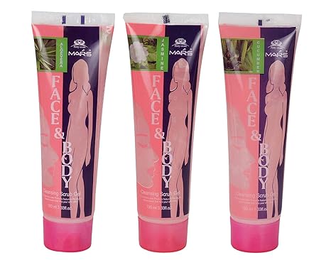 CYBERCITY MARKETING Face and Body Cleansing Scrub Gel Aloevera, Jasmine, Cucumber (Pack of 3)