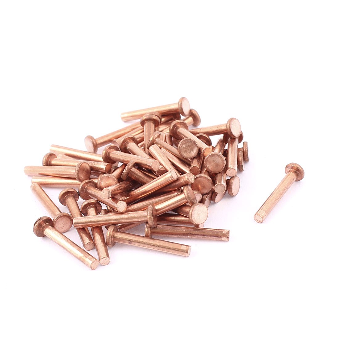 Sourcingmap 50 Pcs 1/8" x 25/32" Flat Head Bolts Copper Solid Rivets Fasteners