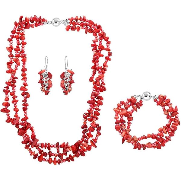 AeraVida Sterling Silver Peacock Necklace & Earrings Set With Reconstructed Red Coral - Handmade Fair Trade Jewelry