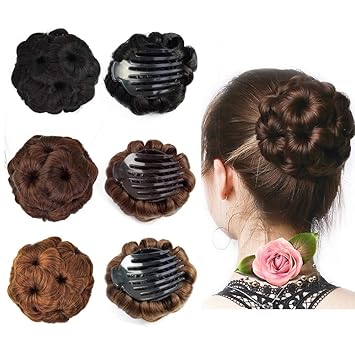 Forher 2 30 Light Brown Hair Buns Natural Curly Chignon