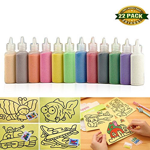 Sand Art kit , Colored Sand Art Kit Art Sand Scenic Sand wiht 10 Sheets Sand Art Painting Cards Set Children Art Toy, 12 color (0.92 LB)