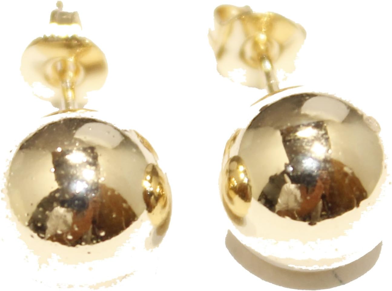 Round Ball Bead 10mm 18k Gold Plated Push Ball Earring-aretes Enchapados
