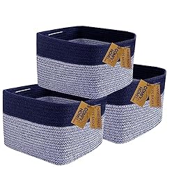 COMFY-HOMI 3PACK Rectangular Cotton Rope Basket