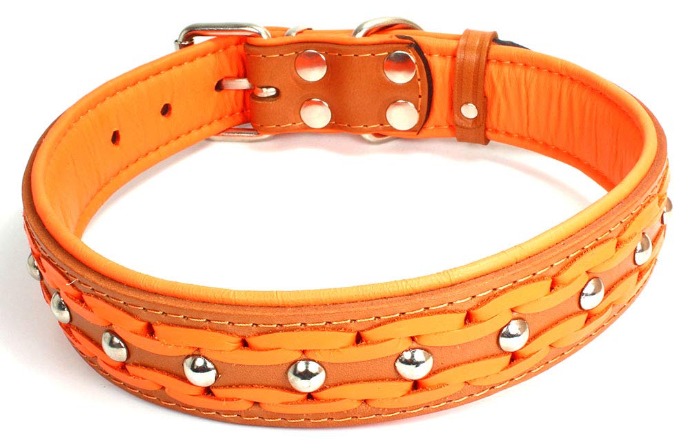 Unbekannt Sulla Real Leather Padded Handmade Dog Collar in Fashionable Colours Braided M/L/XL/XXL