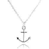 Dote Dainty Anchor Pendant Genuine .925 Sterling Silver Necklace 16-18" Adjustable Chain