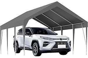PEAKPURSUIT Heavy Duty Carport Canopy 13x20FT Portable Garage Waterproof & UV Protected Party Tent Outdoor Vehicle Storage Shelter for Car, Truck, Grey