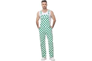Kwiezau Checkered Denim Bib Overalls for Men – Long Work Jean Overalls with Adjustable Shoulder Straps