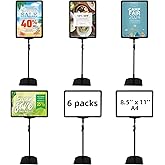 Sign Holder Stand,Sign Stand for Display,Adjustable Sign Holders For Table Top,Table Sign Holders 8.5 x 11,6 Packs,Black