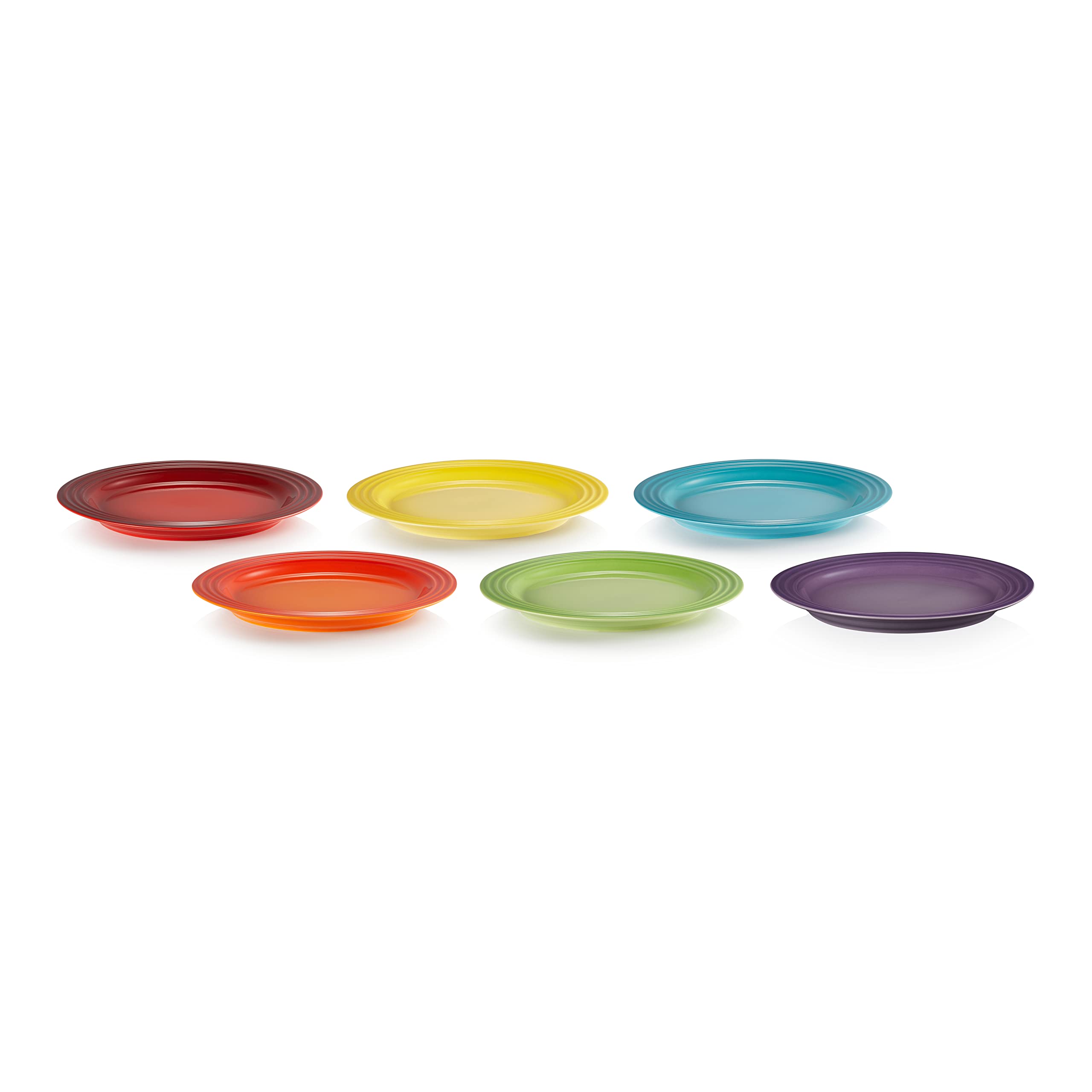 Le Creuset Stoneware Set of 6 Side Plates, 22 cm, Rainbow, 79285228359006