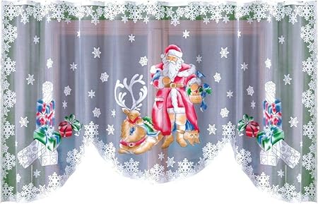Wis Very Christmas Attractive Net Curtains Santa Claus Width 118