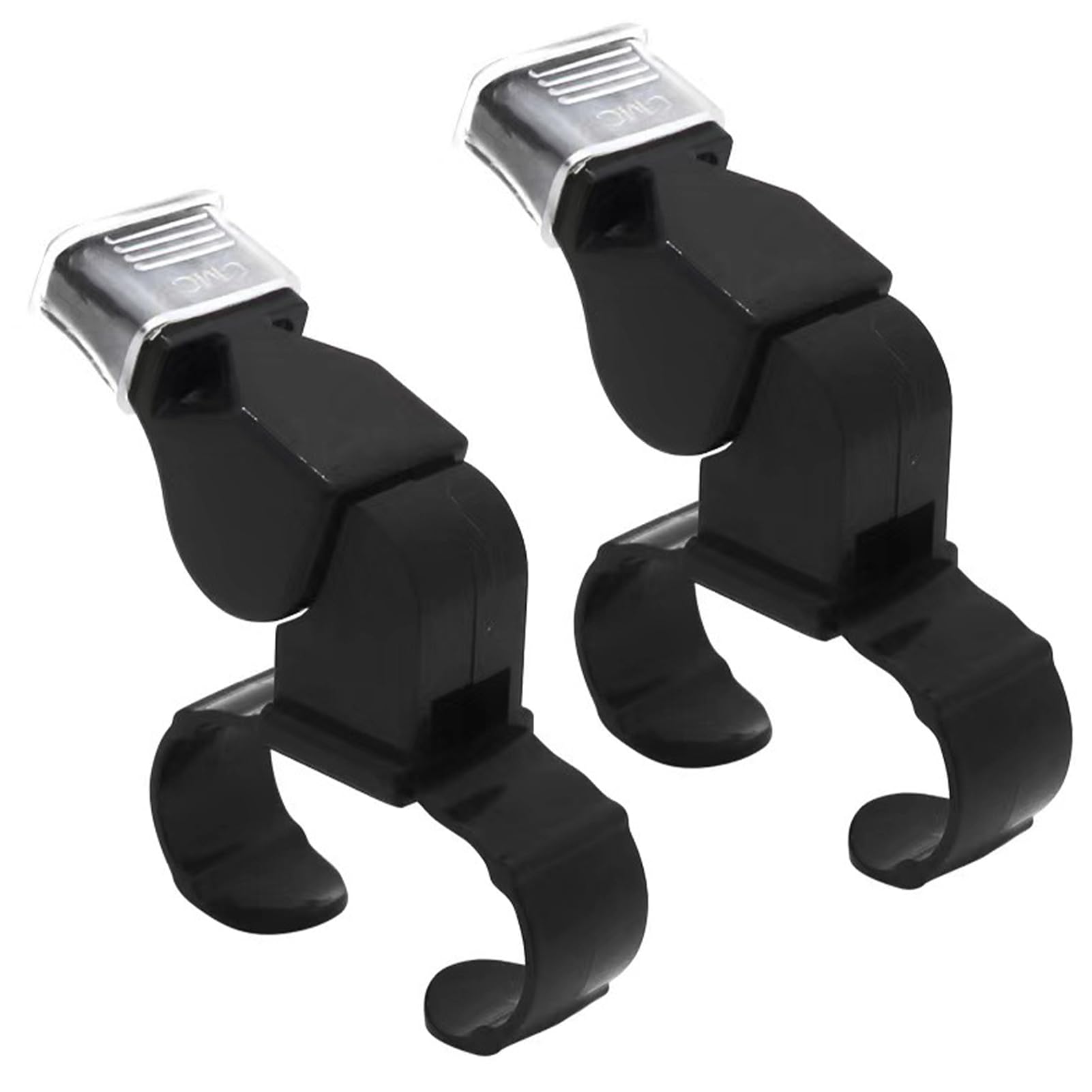 2Pcs Handheld Whistle Finger Grip Sport Referee Whistle, Referee Whistle Black Plastic Finger Grip Loud Crisp Sound Whistle Reusable Sports Whistles, for Training and Outdoor Camping (Black)