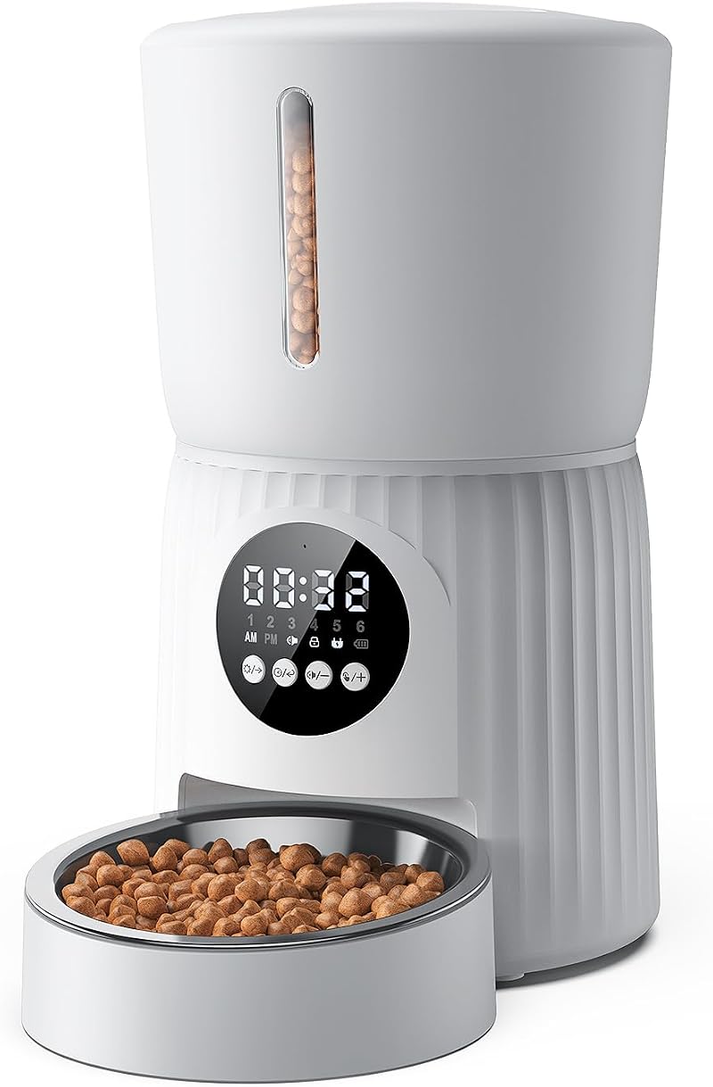 Faroro Automatic Cat Feeder 4L with Timer up to 6 Meals Daily