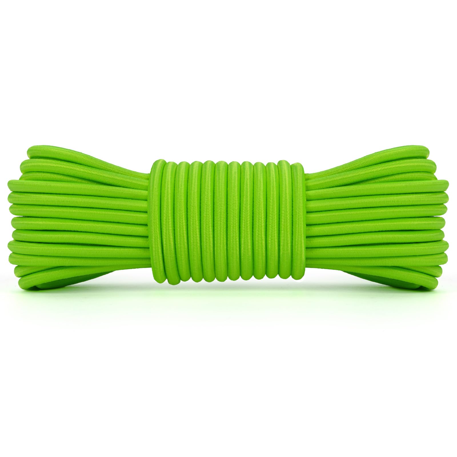 Abma Cord Bungee Cord 5mm 10M Elastic Shock Cord 100% Stretch Elastic Bungee Rope for Tarpaulin, Trailer, Backpack, Tent Pole, Kayak - Neon Green