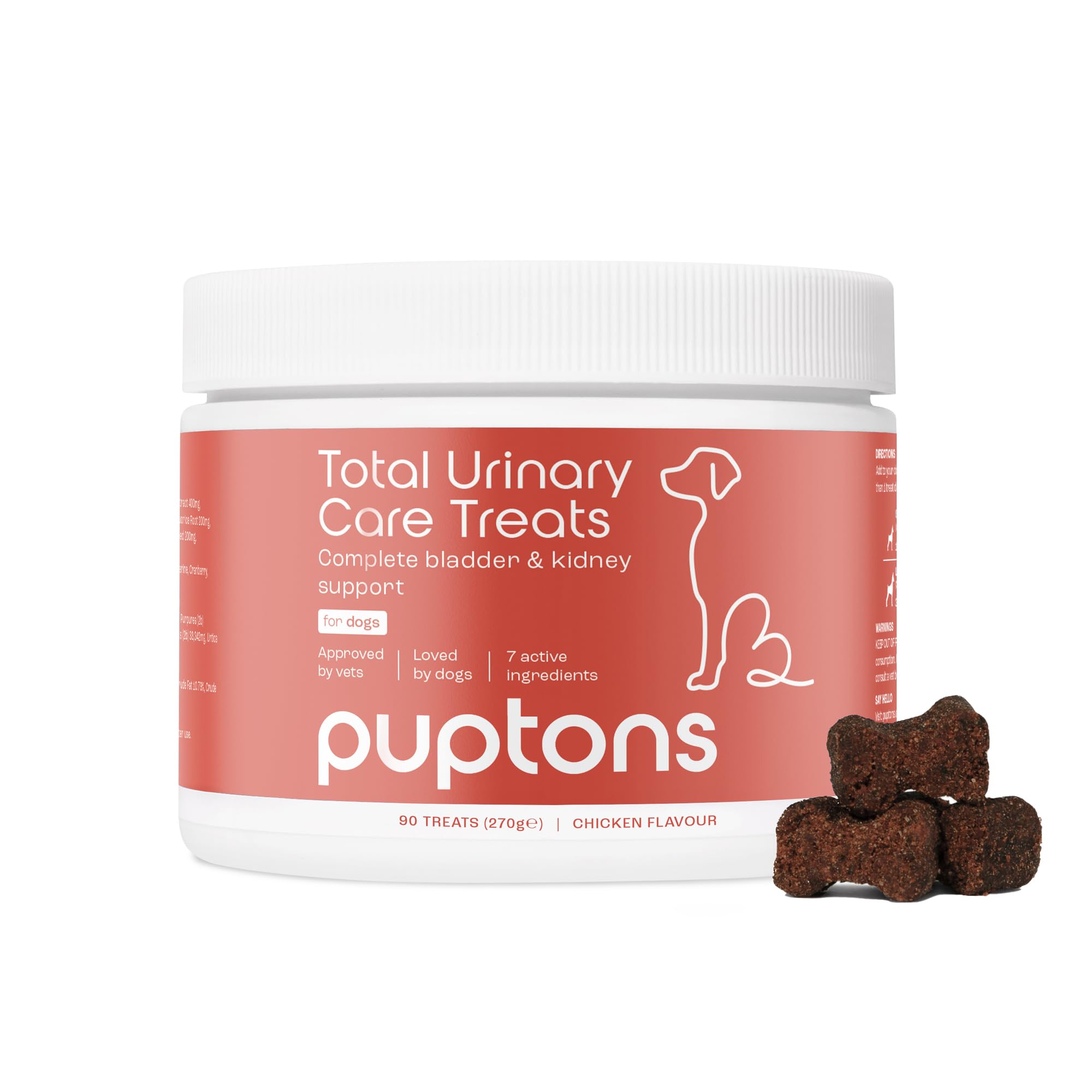 puptons Total Urinary Care Treats | Dog UTI, Incontinence & Cystitis Relief Soft Chews | Natural Ingredients | Advanced Bladder & Kidney Support for Dogs (90 Treats)