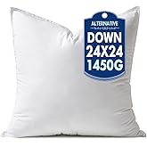 MIULEE 24x24 Synthetic Down Alternative Pillow Insert Euro Decorative Throw Pillow 24 x 24 Inch Body Bed Sleeping Ultra Soft Fluffy Form for Sofa Couch Bed