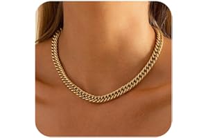Treasure Bender Gold Necklace for Women 14k Gold Plated Paperclip Singapore Cuban Chain Necklaces Non Tarnish 16/18/20 inch Simple Trendy Chunky Long Link Gold Chain Gold Jewelry for Women Gift