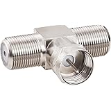 Goupchn F-Type Coax Cable Splitter Combiner Adapter 3 Way Connector F Male to Dual F Female RG6 1 Pack for TV, Video, Antenna