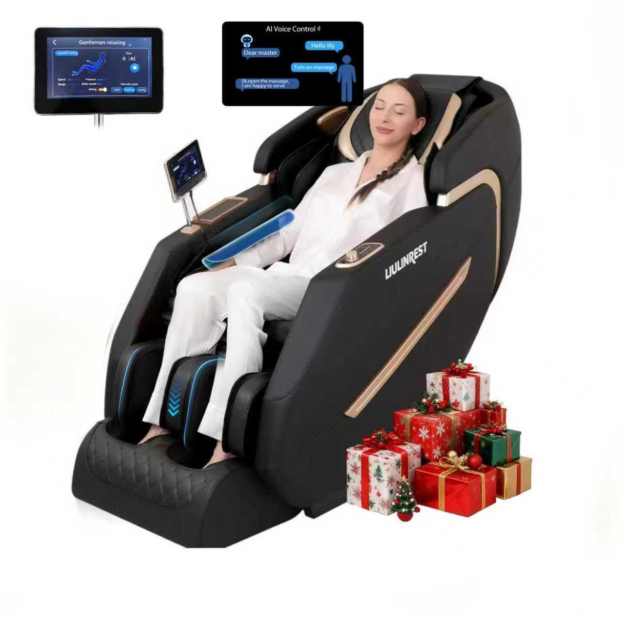 Photo 1 of **SCRAPES. DIRT**LIULINREST 2026 4D Massage Chair Full Body, Zero Gravity Massage Chair with SL-Track & Heating, Massage Shiatsu Recliner Chair with Smart Voice Control, Touchable Screen, Airbags, Foot Rollers (BLACK)
