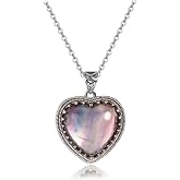 Top Plaza Retro Heart Pendant Crystal Necklaces for Women | Natural Healing Crystals Gemstone Necklace Amulet Jewelry Gifts for Mom