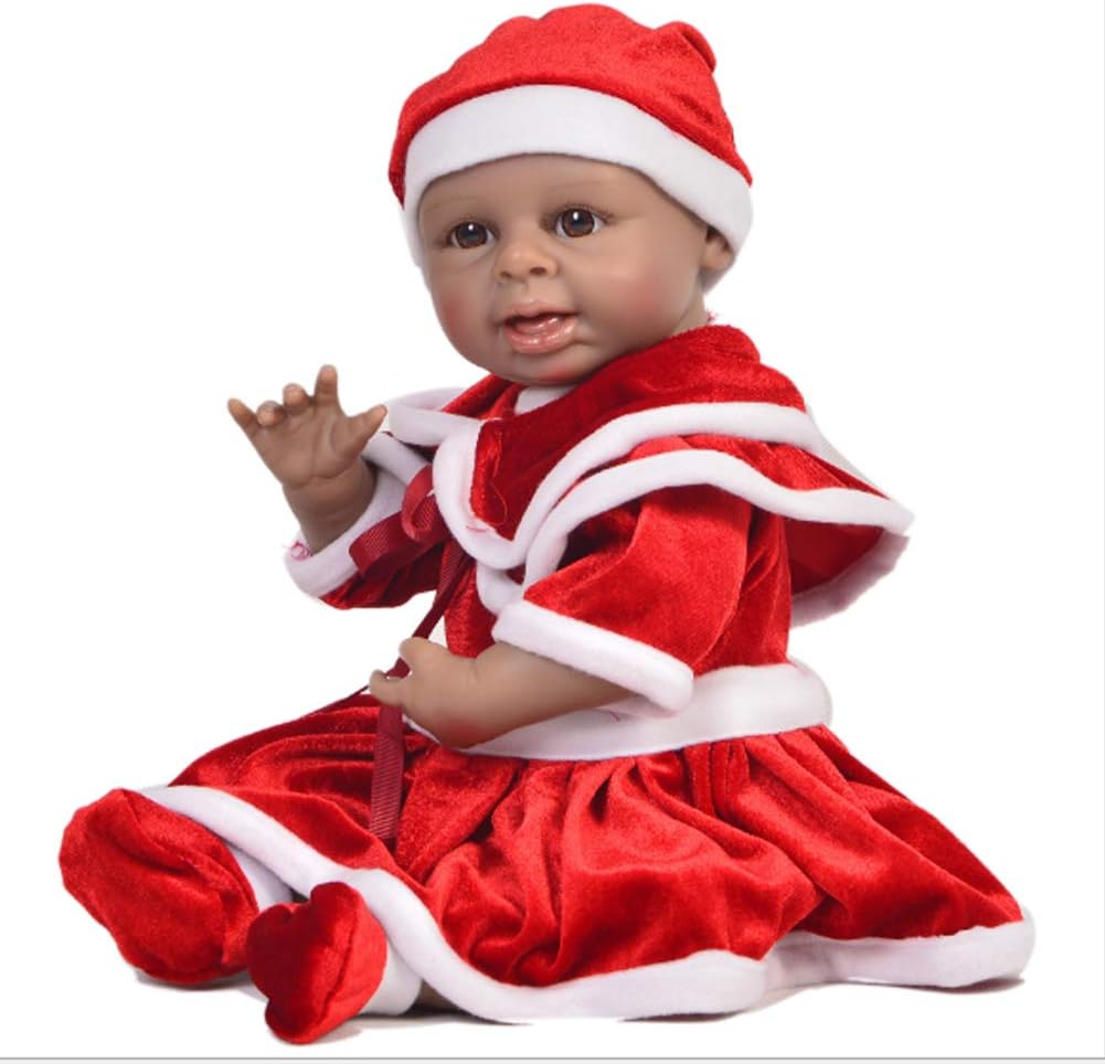 Prezzo JTYX DOLLS 17inch/42cm Rinato Bambino Silicone Pieno Nero Bambola di Simulazione Occhi Marroni Playmate Neonato Bambola realistica Regalo di Compleanno per Bambini Lavabile,Color1,42cm Offerte