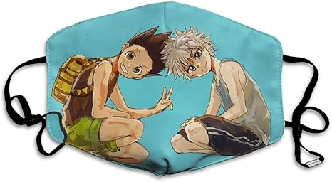 Amazon Com Xs Fashopping Uv Protection Breathable Mouth Guard Killua Zoldyck And Gon Freecss Hxh Anime Fan Art Anti Pollen Half Face Protection Cover For Airplane Metro Adjustable Ear Loops Home Kitchen
