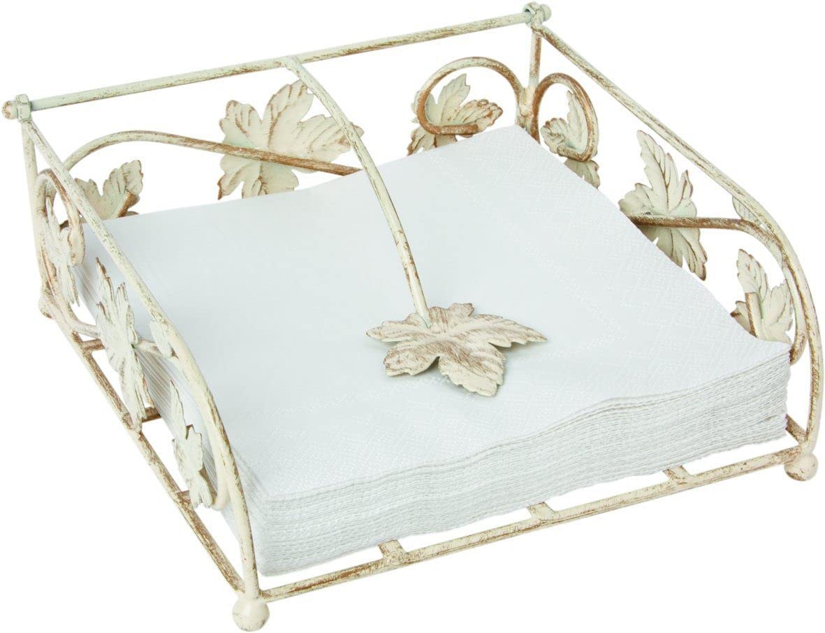Antique Cream Wine Leaf Napkin Holder