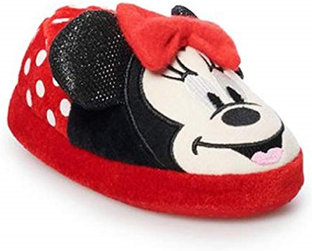 ACI InternationalMinnie Mouse Disney Junior Plush Slippers w/Red Bow & Sequin Ears (Toddler's 7-8)
