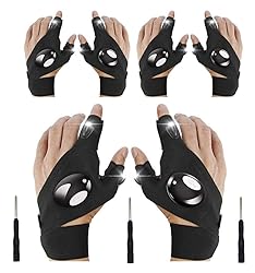 XIANGZHU 3 Pairs Flashlight Gloves, Fingerless LED