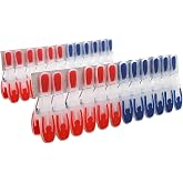 Strong Non-Slip Wide Open Plastic Clothes Clips for Drying Clothing Clamps Sturdy Travel Clothespins 24 Pack