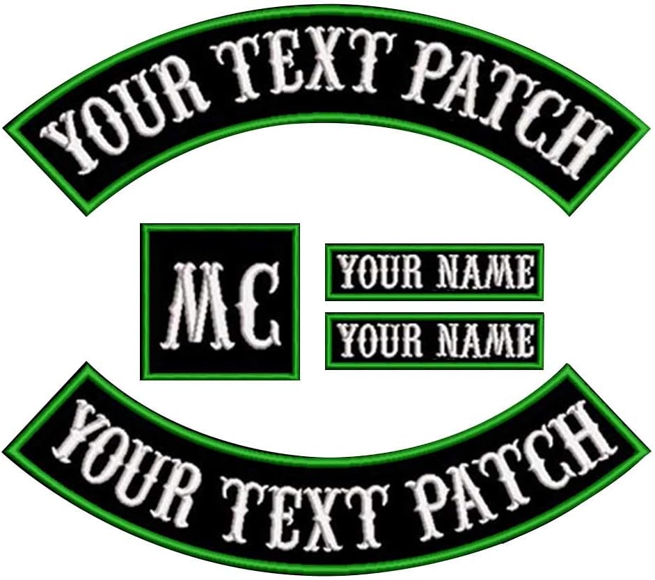 Amazon Com Custom Patch Vest Biker Motorcycle Rocker Name Patches Green On Black Arts Crafts Sewing