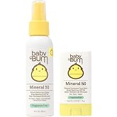 Sun Bum Baby Bum SPF 50 Sunscreen Spray &amp; Face Stick | Mineral Uva/Uvb Face &amp; Body Protection for Sensitive Skin | Fragrance Free | Travel Size