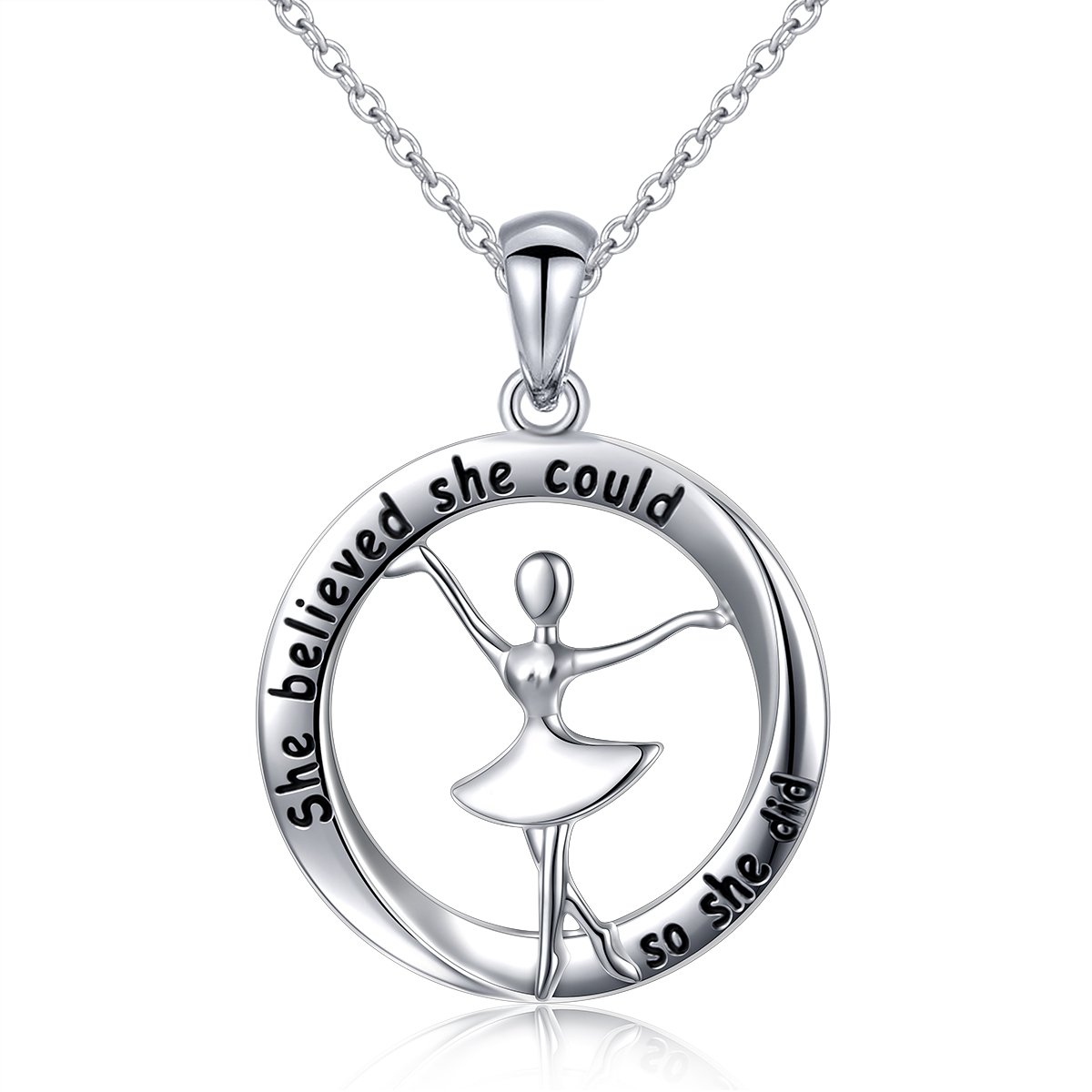 Inspirational Jewelry Sterling Silver She Believed She Could So She Did Love Heart Necklace,18"