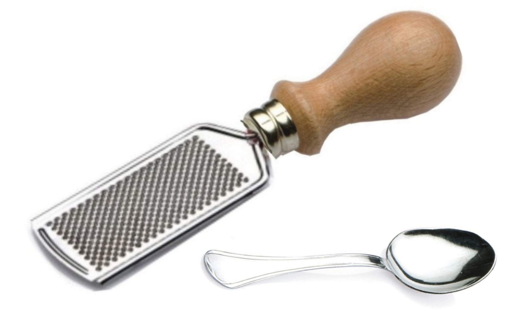 ZASEVES CREATIONS the Colors in the Heart - Cheese grater with Wooden Handle and Spoon for Serving Cheese, Scratches and Servo Kit, Italian Products