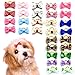 【30 Pcs】 15 Pairs Dog Bows, Cute Puppy Hair Bows with Rubber Bands, Multi-colored Handmade Pet Grooming Bows Hair Accessories for Small Dogs