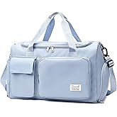 Suruid Sports Gym Duffel Bag with Shoes Compartment and Dry Wet Separated Pocket for Men and Women - Blue