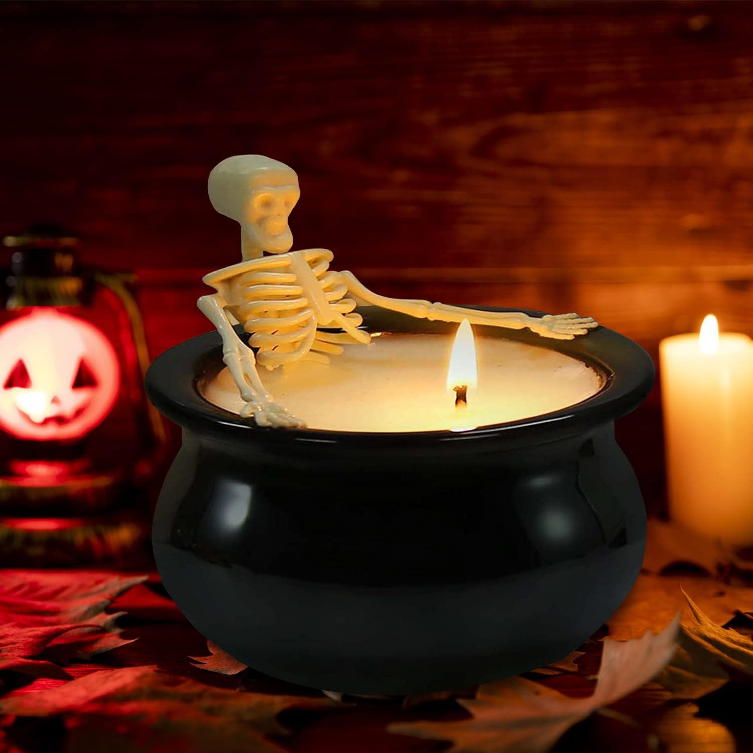 Candles & Holders - Halloween Skeleton Candles - Halloween Decoration - Skull Candles Vintage Farmhouse Gothic Decoration for Home Bar Indoor Room Tables - Halloween Birthday Gifts for Adults Women Man