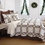Brylanehome Holly Christmas Quilt Set (Ecru Red,Full/Queen)