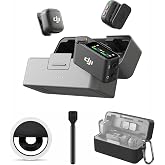 DJI Mic 3 Combo + Silicone Case + Interview Stick + Selfie Light | Wireless Microphone for iPhone/Camera/Android, Ultralight, Adaptive Gain Control, Dual Band Anti-Interference, 28h Use, Vlog