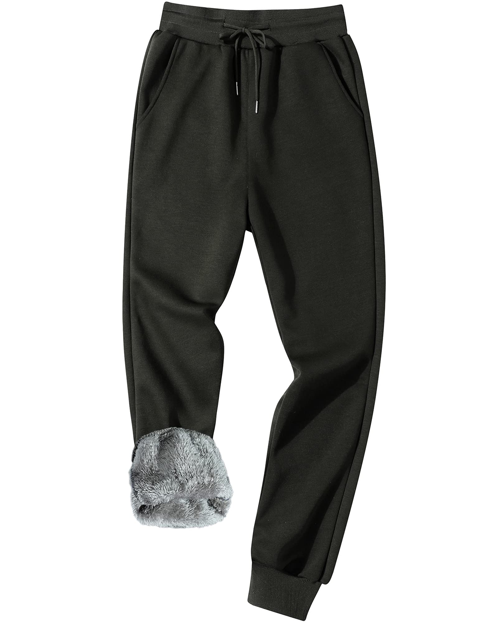 GXAMOY Men's Winter Fleece Pants Sherpa Lined Sweatpants Active Warm Thick Jogger Pants Black(905) M Image