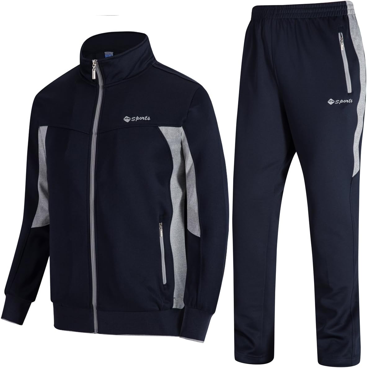 GopuneMen's Athletic Tracksuit Full Zip Warm Jogging Sweat Suits